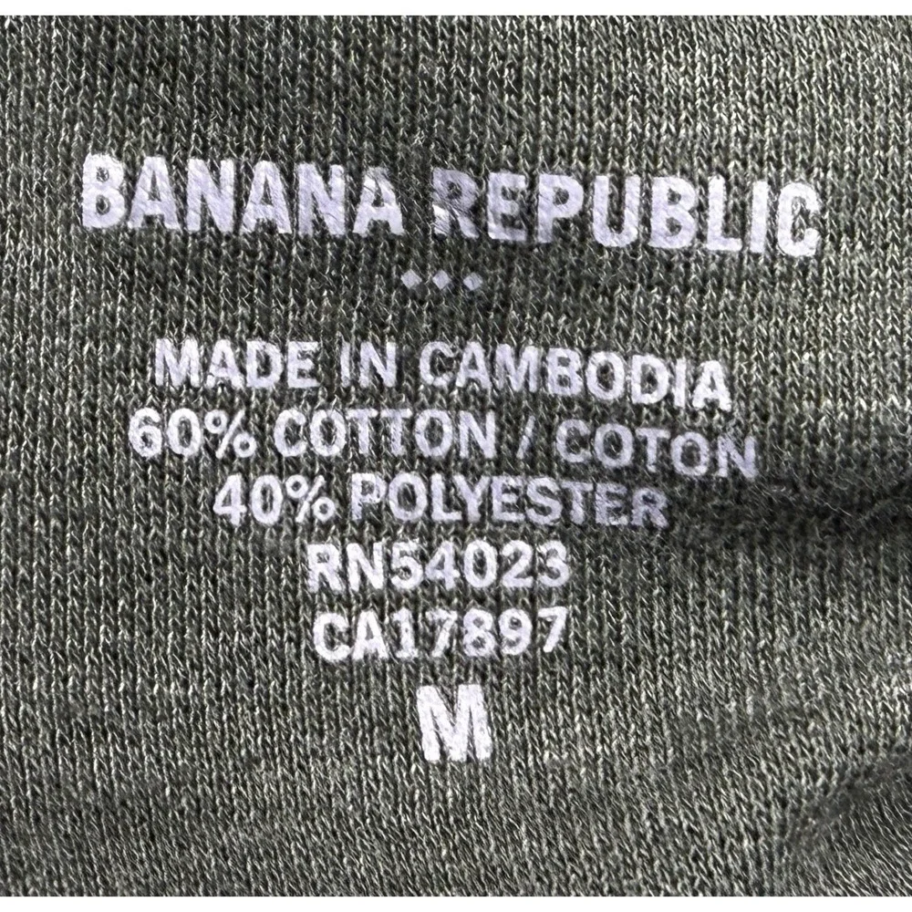 Banana Republic Mens MED 1/4 Button Henley‎ Shirt Green Cotton Blend Long Sleeve